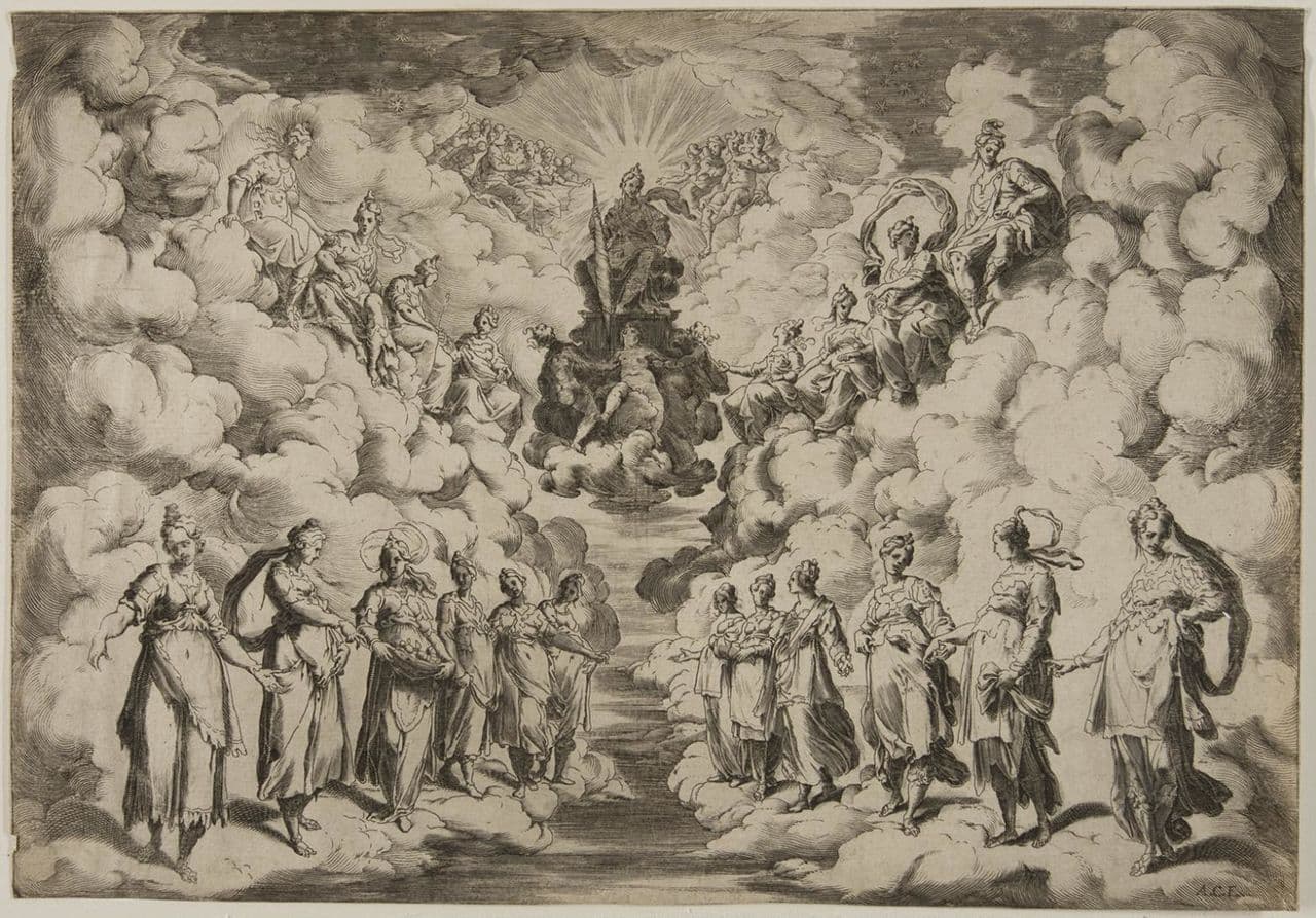 Hoà âm của các thiên cầu — tranh của Carracci
